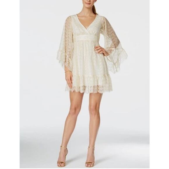 Betsey Johnson Dresses & Skirts - Betsey Johnson Lace Gold Metallic Dress Fairy 90s Babydoll ~ Sz 6 ~ So Glam!